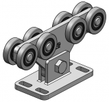 G75_8_O görgő G75 -80x75x5mm  8 fém görgővel ovál furatos talppal