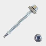 Lemezcsavar  hatlap önf.  famenetű + gumis alátét 4,8x35mm horganyzott