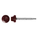 Lemezcsavar  hatlap önf.  famenetű + gumis alátét 4,8x35mm RAL3009 Bordó