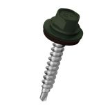 Lemezcsavar hatlap önf. famenetű + gumis alátét 4,8x35mm RAL6005 Mohazöld