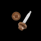 Lemezcsavar  hatlap önf.  famenetű + gumis alátét 4,8x35mm RAL8003 Agyagbarna