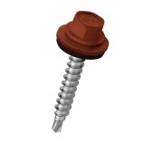Lemezcsavar hatlap önf. famenetű + gumis alátét 4,8x35mm RAL8004 Cserépvörös