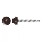 Lemezcsavar  hatlap önf.  famenetű + gumis alátét 4,8x35mm RAL8017 Csokoládébarna