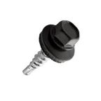 Lemezcsavar hatlap önf. famenetű + gumis alátét 4,8x35mm RAL9005 Fekete