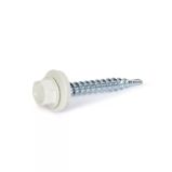 Lemezcsavar hatlap önf. famenetű + gumis alátét 4,8x35mm RAL9010 Fehér