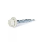 Lemezcsavar hatlap önf. famenetű + gumis alátét 4,8x35mm RAL9010 Fehér