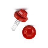 Lemezcsavar  hatlap önf.  fémmenetű + gumis alátét 4,8x19mm RAL3000 Tűzpiros