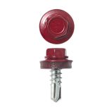 Lemezcsavar hatlap önf. fémmenetű + gumis alátét 4,8x19mm RAL3009 Bordó