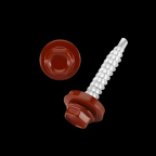 Lemezcsavar hatlap önf. fémmenetű + gumis alátét 4,8x19mm RAL3011 Meggypiros