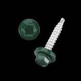 Lemezcsavar  hatlap önf.  fémmenetű + gumis alátét 4,8x19mm RAL6005 Mohazöld