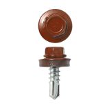 Lemezcsavar hatlap önf. fémmenetű + gumis alátét 4,8x19mm RAL8004 Cserépvörös