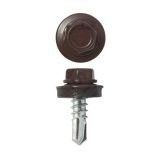 Lemezcsavar hatlap önf. fémmenetű + gumis alátét 4,8x19mm RAL8017 Csokoládébarna