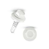 Lemezcsavar  hatlap önf.  fémmenetű + gumis alátét 4,8x19mm RAL9010 Fehér