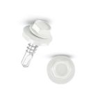 Lemezcsavar  hatlap önf.  fémmenetű + gumis alátét 4,8x19mm RAL9010 Fehér