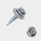 Lemezcsavar  hatlap önf.  fűzőcsavar + gumis alátét 4,8x19 mm horganyzott