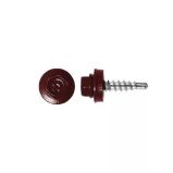 Lemezcsavar hatlap önf. fűzőcsavar + gumis alátét 4,8x19 mm RAL3009 Bordó