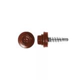 Lemezcsavar  hatlap önf.  fűzőcsavar + gumis alátét 4,8x19 mm RAL8004 Cserépvörös
