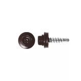 Lemezcsavar hatlap önf. fűzőcsavar + gumis alátét 4,8x19 mm RAL8017 Csokoládébarna