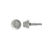 Lemezcsavar hatlap önf. fűzőcsavar + gumis alátét 4,8x19 mm RAL9002 Törtfehér