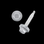 Lemezcsavar  hatlap önf.  fűzőcsavar + gumis alátét 4,8x19 mm RAL9006 Világosezüst