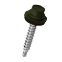 Lemezcsavar hatlap önf. famenetű + gumis alátét 4,8x35mm RAL6020 Zöld