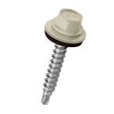 Lemezcsavar hatlap önf. famenetű + gumis alátét 4,8x35mm RAL9002 Törtfehér