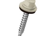 Lemezcsavar hatlap önf. famenetű + gumis alátét 4,8x35mm RAL9002 Törtfehér