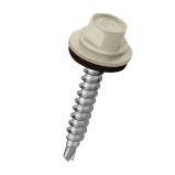 Lemezcsavar hatlap önf. famenetű + gumis alátét 4,8x35mm RAL9002 Törtfehér