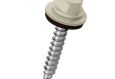 Lemezcsavar  hatlap önf.  famenetű + gumis alátét 4,8x35mm RAL9002 Törtfehér