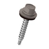 Lemezcsavar hatlap önf. famenetű + gumis alátét 4,8x35mm RAL9007 Sötétszürke