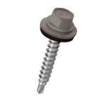 Lemezcsavar  hatlap önf.  famenetű + gumis alátét 4,8x35mm RAL9007 Sötétszürke