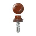 Lemezcsavar hatlap önf. fémmenetű + gumis alátét 4,8x19mm RAL8004 Cserépvörös