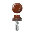 Lemezcsavar  hatlap önf.  fémmenetű + gumis alátét 4,8x19mm RAL8004 Cserépvörös